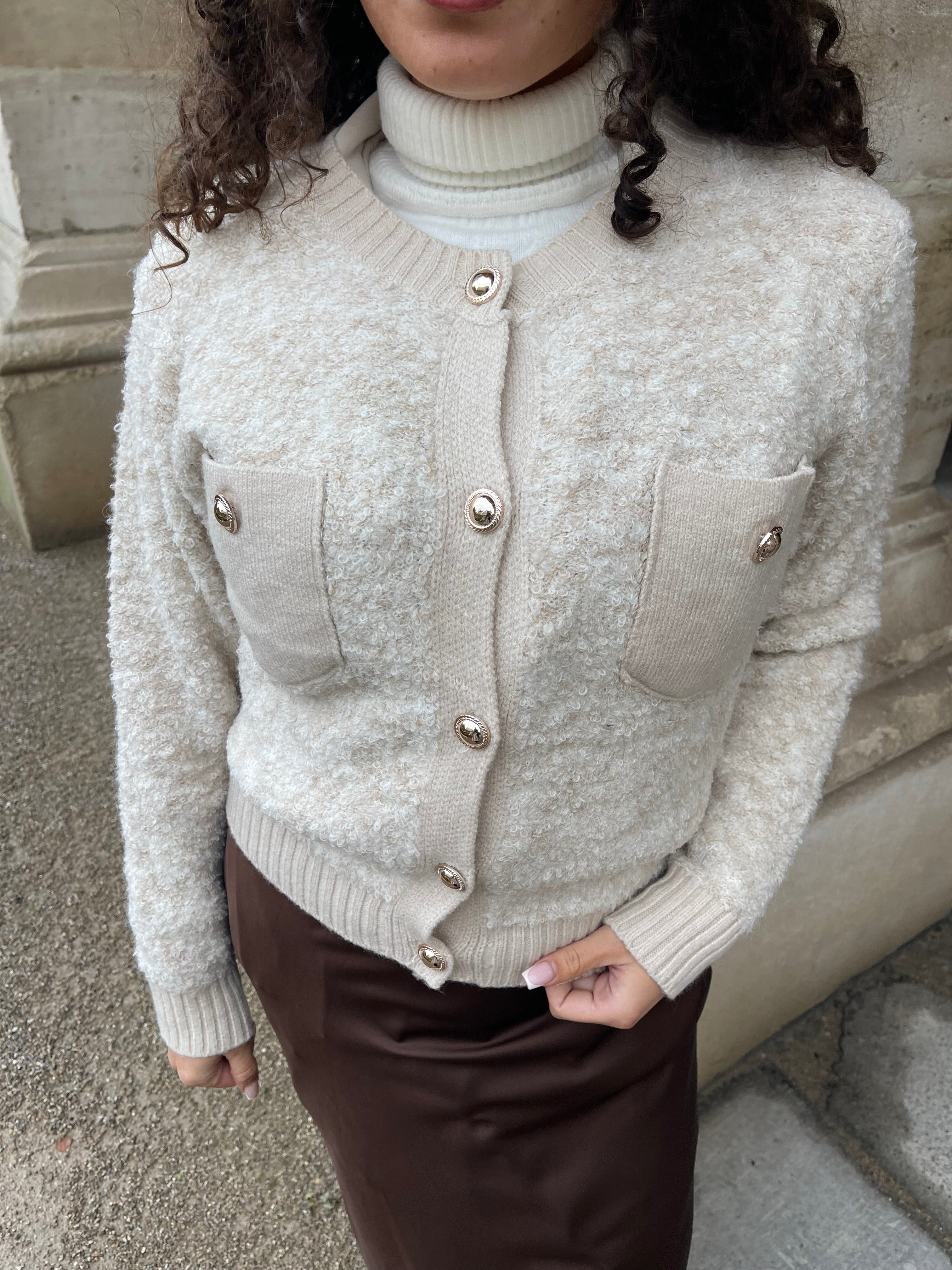 Gilet à manches longue Beige - DINA