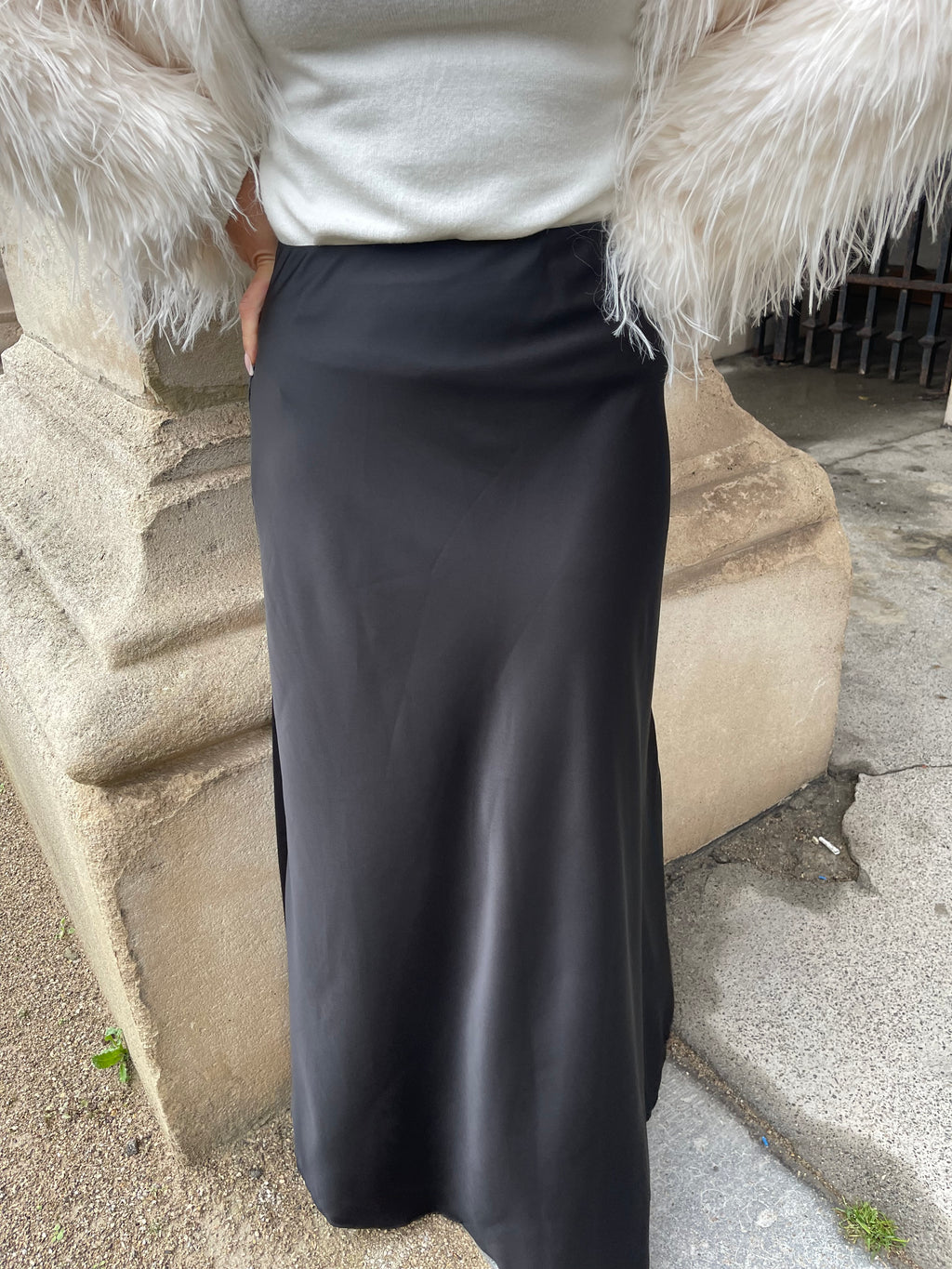 Jupe satin noir - ANNA