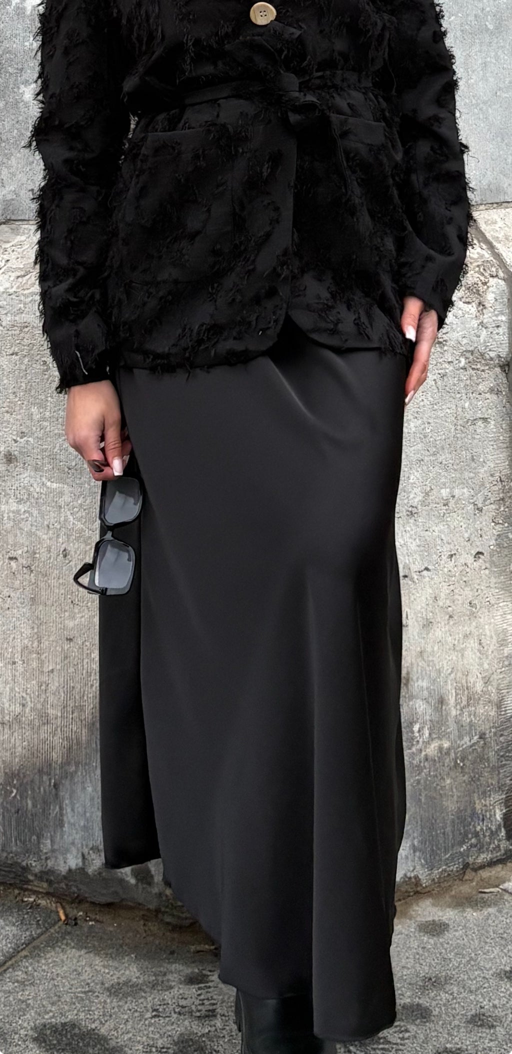 Jupe satin noir - ANNA