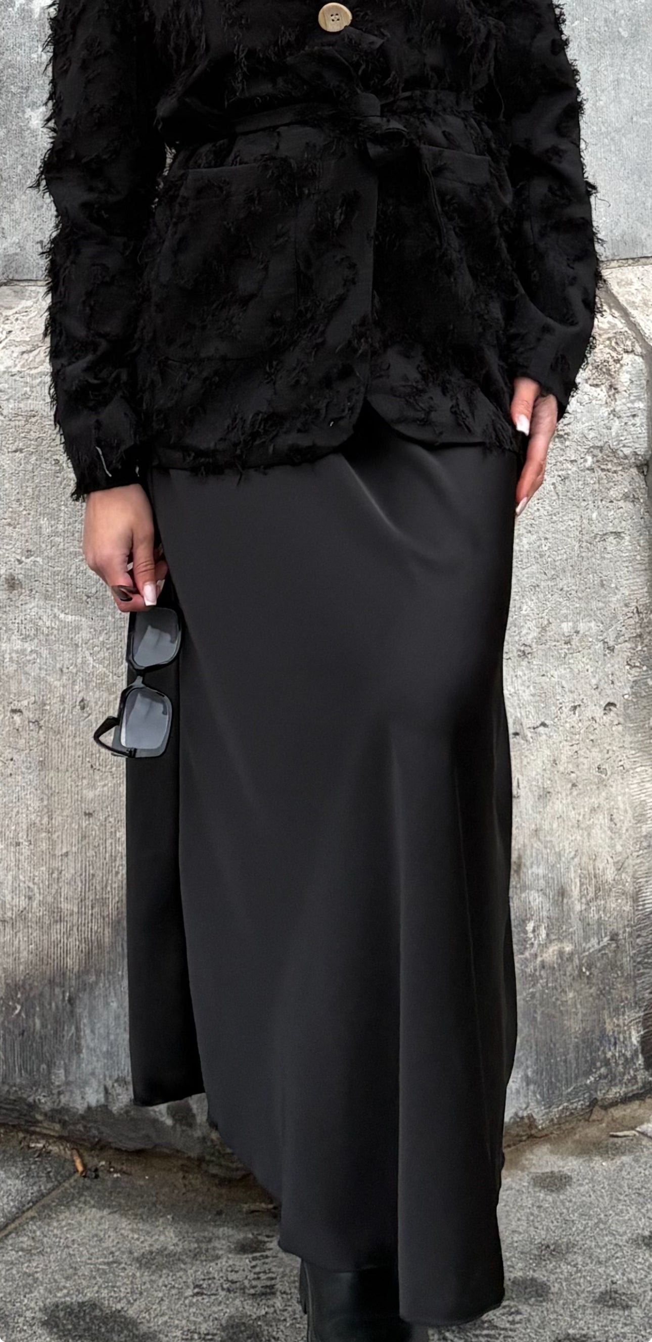 Jupe satin noir - ANNA