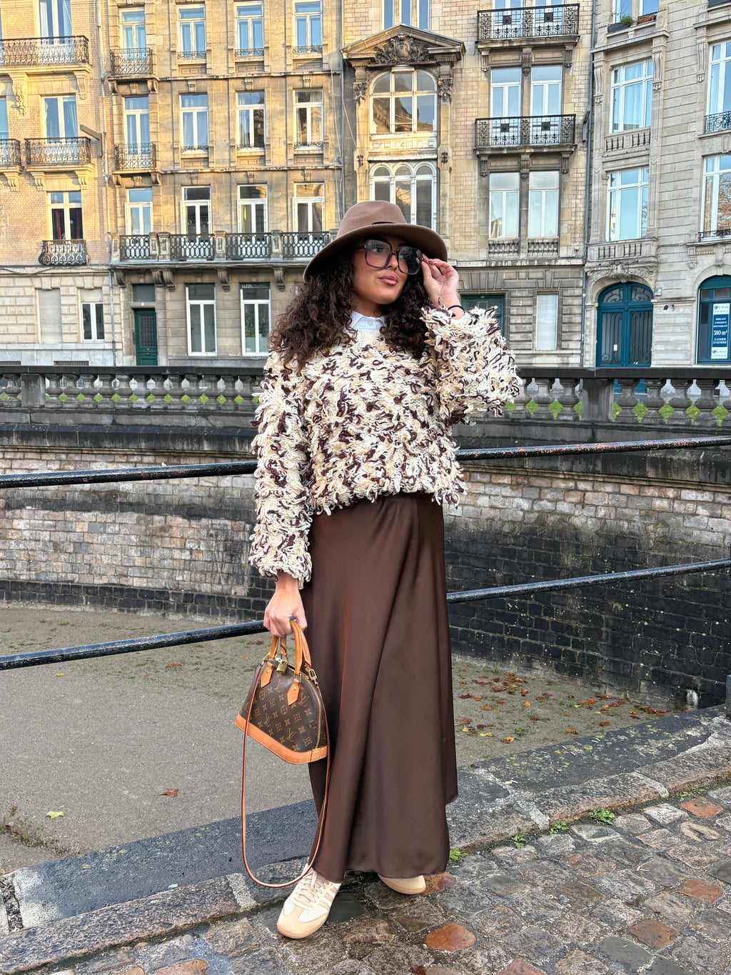 Pull texturé effet “bouclettes” - beige & brun - AVA